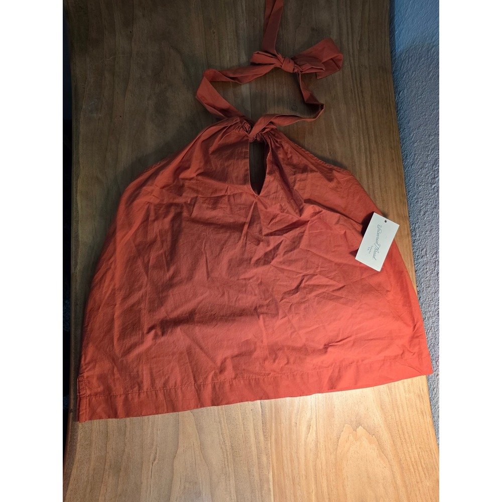 Universal Thread Womens Rust Orange Halter Keyhole Tie Neck Cotton Blend Top XL - Picture 2 of 3
